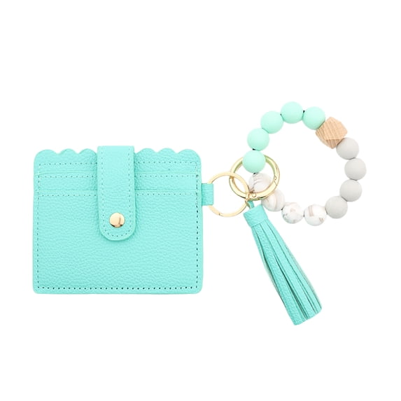 Uutvery Cute Mini Leather Wallet Keychain, Compact Daily Companion with Card Slots and Key Ring, Stylish and Functional PU Leather Accessory for Women Birthday Gifts