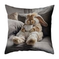 thumbnail image 1 of Uutvery Cute Rabbits Print Pillowcase, 18x18 Inch Adorable Bunny Design on Soft Fabric, Charming Decorative Cushion Cover for Sofa Bedroom, Perfect Easter and Spring Season Gift, 1 of 7