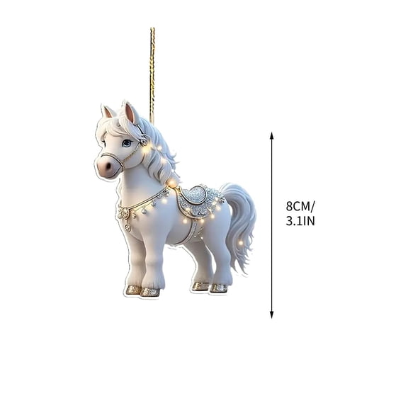 Uutvery Cute Wizard Hat Pony Acrylic Christmas Flat Pendant, Magical Holiday Decor for Home and Tree, Enchanting Ornament for Fantasy Enthusiasts, 3.54 Inches