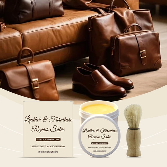 Uutvery Deep Nourishing Leather Cleaner Care Cream, Lanolin Moisturizing Softening Cream with Brush, Car Seats Sofa Bags Shoes Conditioner