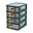 thumbnail image 1 of Uutvery Desk Organizer with Drawers Plastic Storage Drawer Bins Drawer Type Desktop Storage Box Transparent Desktop Organizer with Orange Handle Stackable Drawers for Home Office(4 Layers), 1 of 7