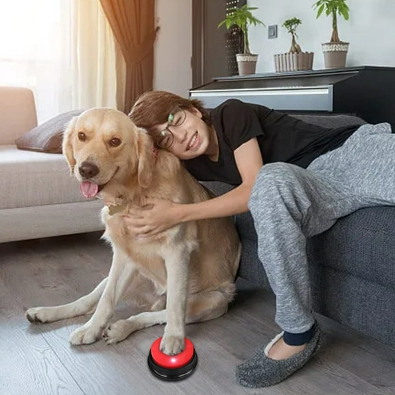 Uutvery Dog Barking Dinner Pet Communication Button, Voice Button for Pet Training, Recording Sound Box for Interaction, 3.15x3.15x1.18 inches