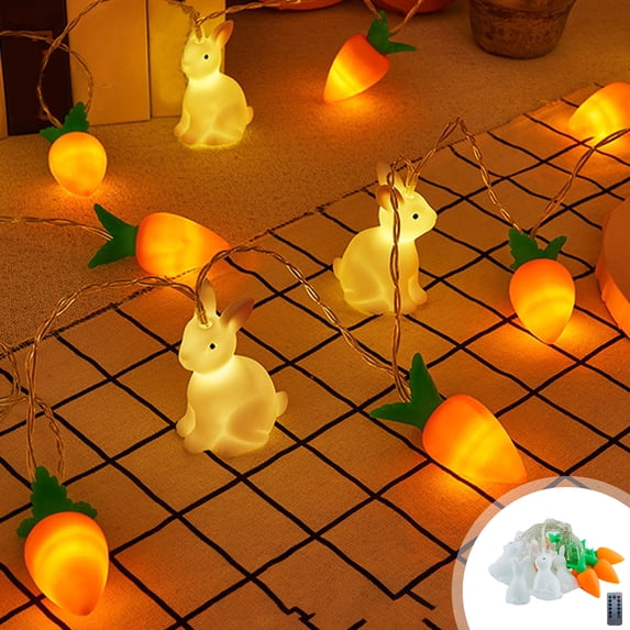 Uutvery Easter Bunny Carrot LED String Lights, 300 LED Copper Wire Fairy Lights USB Powered, Flexible Bendable Light Strand for Party Wedding, Indoor Outdoor Holiday Decor