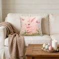 thumbnail image 1 of Uutvery Easter Bunny Pillowcase, 45x45cm Washable Polyester Cushion Cover, Holiday Decor for Sofa Bedroom Living Room, Spring Home Textiles, 17.7x17.7 Inches, 1 of 8