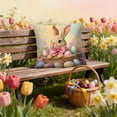 thumbnail image 1 of Uutvery Easter Bunny Print Pillowcase, Machine Washable Polyester Pillow Cover, Fade Resistant Indoor Outdoor Decor, Holiday Home Decor For Sofa Bed Chair, 1 of 7
