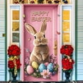 thumbnail image 1 of Uutvery Easter Door Curtain, 180x90cm Cute Bunny Eggs Porch Patio Decoration, Polyester Fabric Door Cover Holiday Scene, Double Sided Hanging Flag, 1 of 6