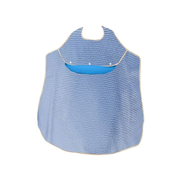 Uutvery Extra-Large Adult Feeding Bib with Food Pocket, Waterproof Meal Bib for Seniors, Adjustable Neck-Style Dining Cloth for Easy Care, 34.65x33.07 Inches