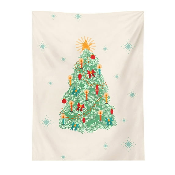 Uutvery Extra Large Christmas Tree Valance Hanging Cloth Banner Decor Party Holiday Wall Background Scene Decorations (Style A)
