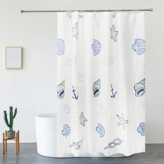 Uutvery Extra Large Waterproof and Mildew-Proof Plastic Shower Curtain, Super Sized 70.87x78.74 Inches for Wide Bathtubs and Partitions, Features Sea Star and Shells Pattern