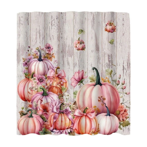 Uutvery Fall Pumpkin Shower Curtain,Fall Autumn Pumpkin Maple Leaves Thanksgiving Day Shower Curtain Set for Bathroom,Autumn Harvest Decor Bathroom Thickened Shower Curtain 70.87x70.87 Inch
