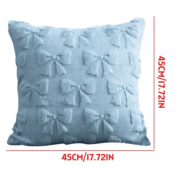 Uutvery Festive Bow Christmas Pillow Cover, Soft Plush Faux Fur Decorative Throw Pillowcase, Single Piece for Sofa Couch Bed Living Room, Coquette Style Holiday Decor