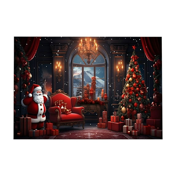 Uutvery Festive Christmas Non-Slip Kitchen Rugs Bathroom Mats Absorbent Doormat Entrance Decor Washable Quick Dry Soft Floor Mats 23.6x15.7 Inch Red Holiday
