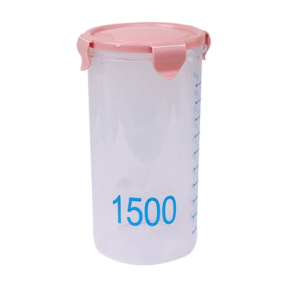 Uutvery Graduated Round Sealing Storage Jar with Lid Plastic Kitchen Pantry Container for Grains Snacks Flour Yogurt Coffee Pink Extra Large