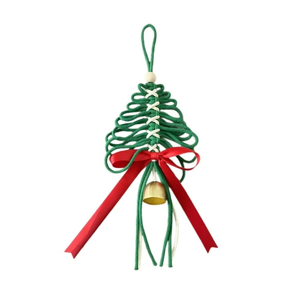 Uutvery Green Flax Woven Christmas Tree Hanging Ornament Handmade Holiday Decor Christmas Hanging Decor Funny Xmas Decoration Farmhouse Xmas Wall Art Home Display 11.81x4.33 Inch