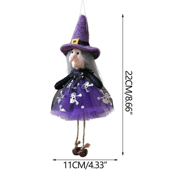 Uutvery Halloween Hanging Tree Ornaments,Halloween Gauze Dress Doll Pendant with Bells Decoration Hanging for Pumpkin/Ghost/Witch/Black Cat Pendant for Home Indoor/Outdoor Party Supplies Decor