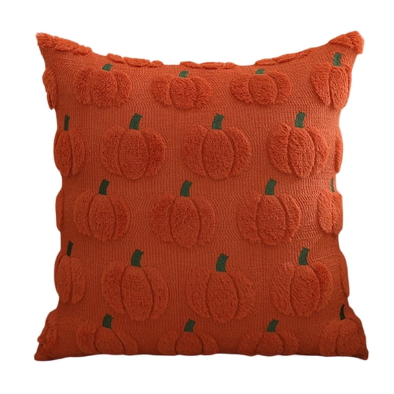 Uutvery Halloween Pillow Cover, 18x18 Inch PV Velvet Cushion Cover with Pumpkin Festival Decoration, for Living Room Sofa Bedroom, Spooky Seasonal Decor