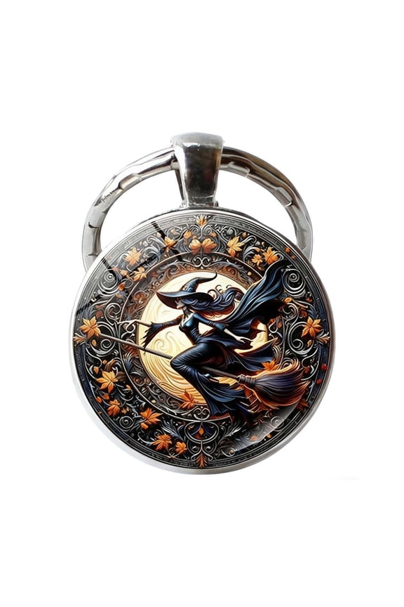 Halloween Witch Keychain, Alloy Metal Pendant Accessory for Bag Hanging Decorations, Spooky Festive Gift for Halloween Parties and Celebrations