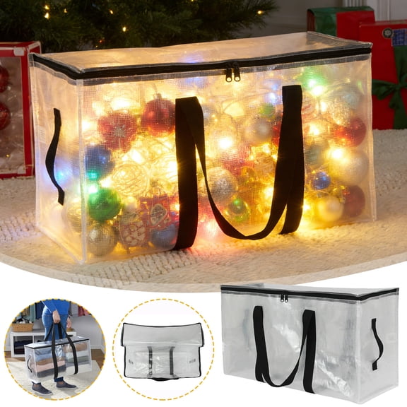 Uutvery Heavy Duty Storage and Moving Bag, 20 Gallon Clear Polypropylene Bag with Zipper, 60 Pound Capacity Moving Box with Handles, Large Storage for Clothes Home