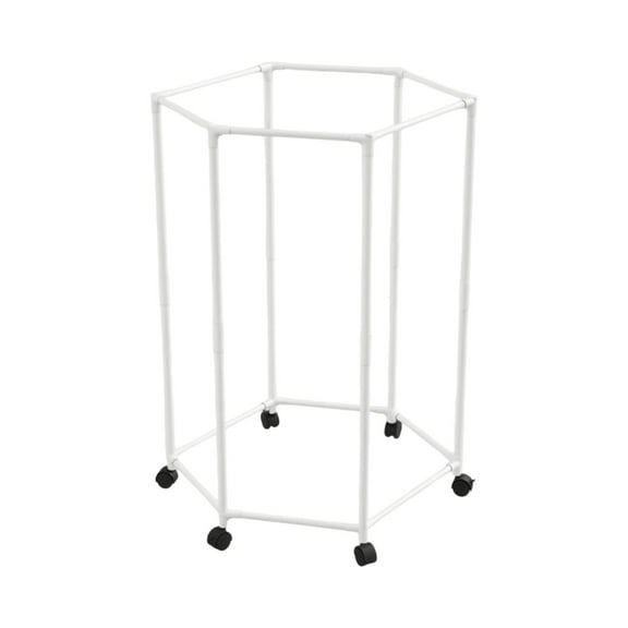 Uutvery Hexagonal Rotating Floor Standing Clothes Drying Rack Movable Clothing Organizer with Wheels for Home Dormitory Laundry Room 47.24x29.33x13.78 Inches White