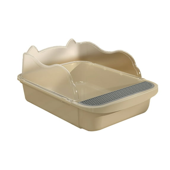Uutvery High Sided Cat Litter Box 16.92×11.02 Inches, Semi Enclosed Splash Proof Design, Includes Litter Scoop and Hook, Easy Clean Plastic Pan for Large Cats