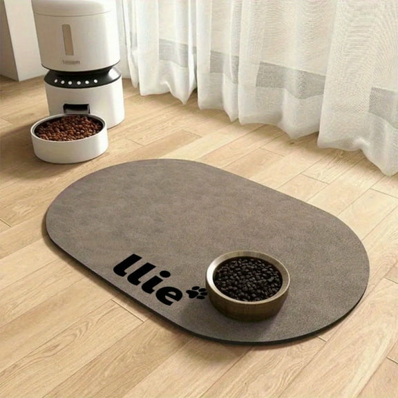 Uutvery Highly Absorbent Pet Food Mat, Diatomite Dog Cat Feeding Mat Quick Drying, Stain Free Non Slip Bowl Mat, Leak Proof Kitchen Floor Mat 15.75×11.81 Inches