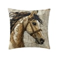thumbnail image 1 of Uutvery Horse Print Pillow Cover 17.7×17.7 Inches, Short Plush Decorative Throw Pillowcase, Cute Embroidered Style Sofa Bed Decor, Soft Polyester Home Accent, 1 of 6