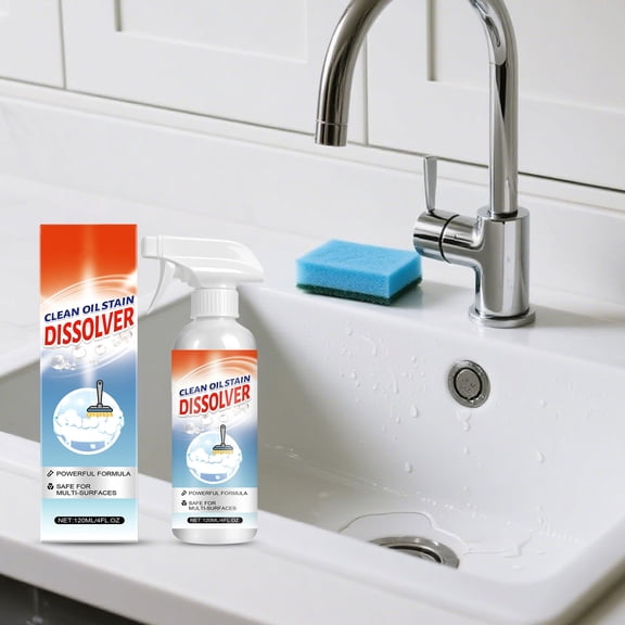 Uutvery Household Stain Dissolver Cleaner, Powerful Oil Grime Remover for Multiple Surfaces, Easy Spray Wipe Application Gentle Formula, 120ml