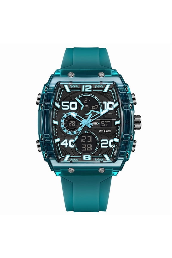 Mens Watches Sports Outdoor Waterproof Multi Function Luminous Watch Luxury Fashion Date Wrist Watch Business Work Watch Large Square Face Wristwatch Quartz Watches for Men