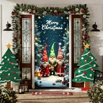 Uutvery Merry Christmas Door Cover Winter Snowman Christmas Door Cover Seasonal Display Banner with Santa Claus Design for Front Door Wall Decor During Holiday Party Gatherings 35x71 Inch