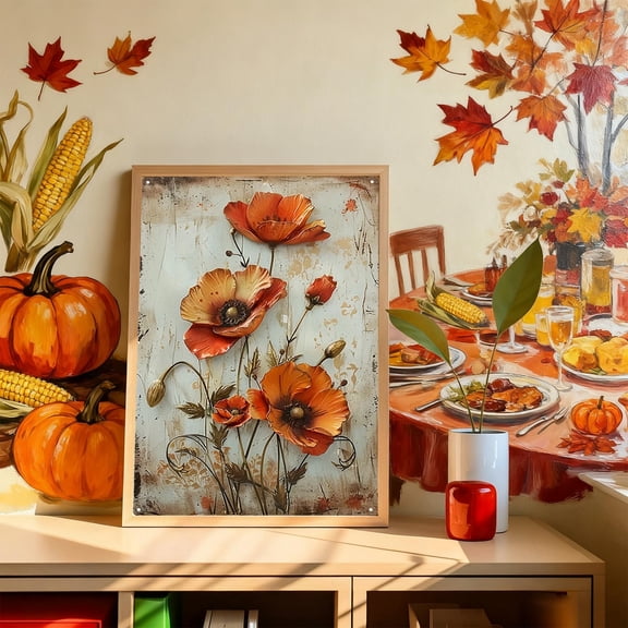 Uutvery Metal Sign,Hello Fall Thanksgiving Day Metal Tin Sign,Rustic Autumn Pumpkin Patch Maple Leaves Thanksgiving Farmhouse Wall Art for Living Room Bar Cafe Garden Farm Decor,8x12 Inch