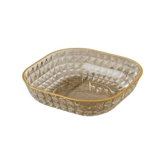 Uutvery Microwave Dishwasher Safe Plastic Fruit Salad Candy Tray, Serving Plate for Kitchen Party Snack Decor, Large Capacity Candy Dish, White Black Yellow Blue, 5.71x5.71x1.38 Inches