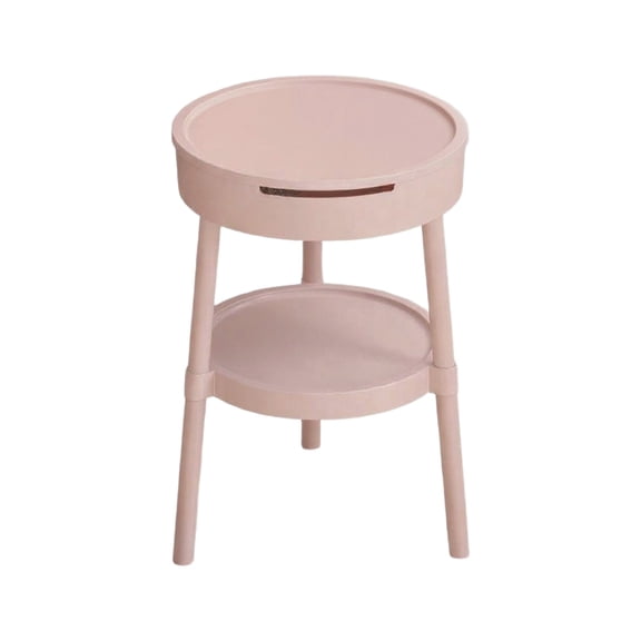 Uutvery Modern Multifunctional Side Table with Drawer Storage Shelf Bedside Table Study Desk for Living Room Bedroom Office Plastic Pink