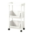 thumbnail image 1 of Uutvery Multilayer Movable Plastic Storage Rack with Wheels and Hooks Large Capacity Organizer Cart for Living Room Kitchen Bathroom Bedroom White, 1 of 6