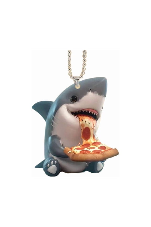 Pizza Sharks Keychain Pendant, Unique Border Acrylic Flat Car Pendant, Playful Holiday Gift for Friends, Family, and Shark Enthusiasts