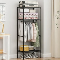 Uutvery Portable Closet,Coat Rack Freestanding Closet Organizer,Clothes Rack with Shelves, Hanging Rods,Storage Organizer,for Entryway, Bedroom,Cloakroom，67.3x22.4x13.6 Inches