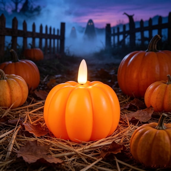 Uutvery Realistic Orange Pumpkin LED Luminary with Flameless Flicker Effect for Front Porch Welcome and Cozy Autumn Table Centerpiece