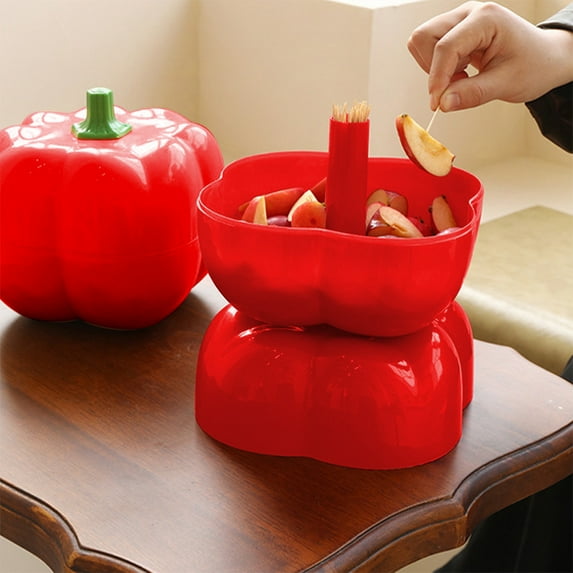 Uutvery Red Pumpkin Snack Holder,Pumpkin Christmas Candy Bowl,Two-Tier Halloween Pumpkin Candy Box,Divided Serving Tray with Lid for Christmas Candy Fruit Nut Snack Tray for Halloween Party