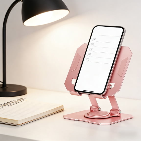 Uutvery Rotating Tablet Stand, Metal Phone Tablet Holder for Desktop, 360 Angle Adjustable Portable Bracket, Foldable Anti-Slip Device Stand
