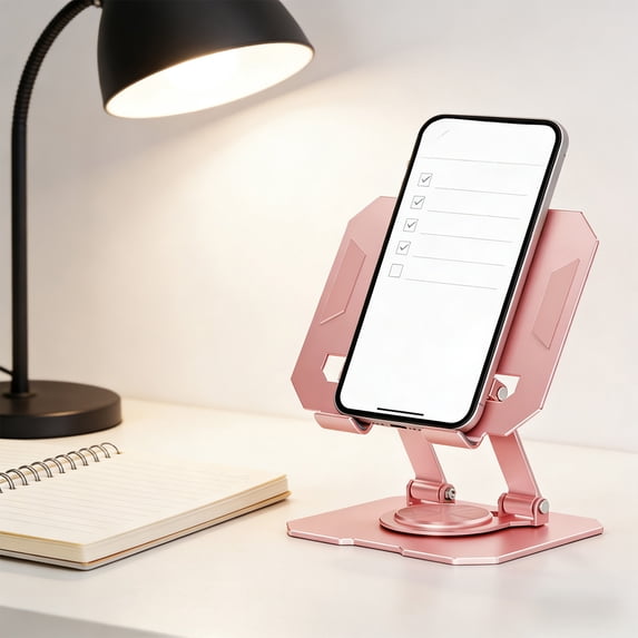 Uutvery Rotating Tablet Stand, Metal Phone Tablet Holder for Desktop, 360 Angle Adjustable Portable Bracket, Foldable Anti-Slip Device Stand