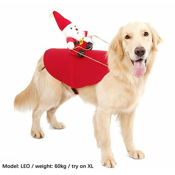 Uutvery Santa Dog Costume Christmas Pet Clothes Santa Claus Riding Pet Cosplay Costumes Party Dressing up Adorable Pet Party Outfit Dog Vest Outfits for Small Medium Large Dogs Cats,XL