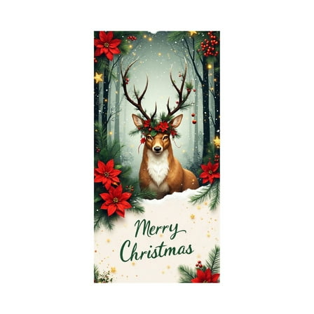 Uutvery Seasonal Door Decoration with Santa Claus Design, 35x72 Inch Christmas Door Cover,Xmas Door Hanging Decor for Holiday Party and Home Celebration