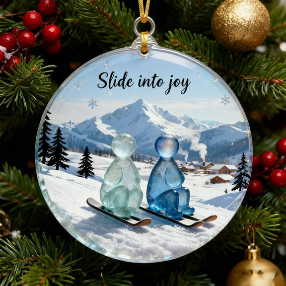 Uutvery Ski Christmas Decorations, 2D Ornaments and Pendants for Christmas Tree, Adventure Themed Holiday Decor, Durable Decor for Home Office, Festive Gift for Skiing Enthusiasts