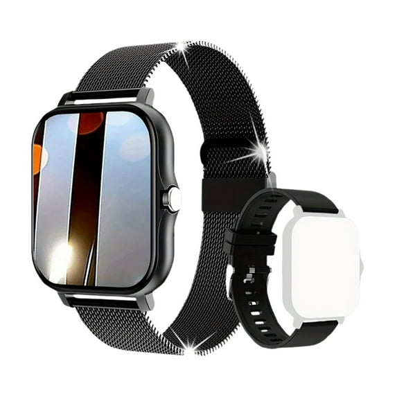 Uutvery Smartwatch 1.44 Inch Full Touch Display Full Screen Control Bluetooth Calling (Answer/Make Call) Intelligent Reminder Waterproof Fitness Tracker Dual Straps Smart Watch for Men Women