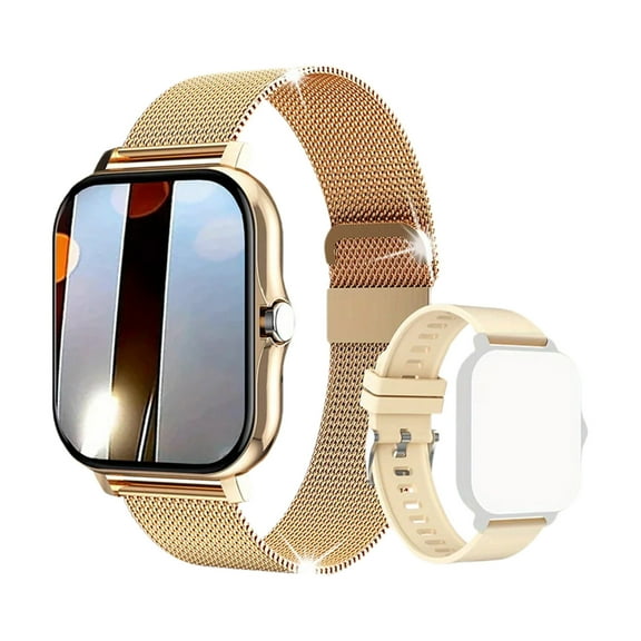 Uutvery Smartwatch 1.44 Inch Full Touch Display Full Screen Control Bluetooth Calling (Answer/Make Call) Intelligent Reminder Waterproof Fitness Tracker Dual Straps Smart Watch for Men Women