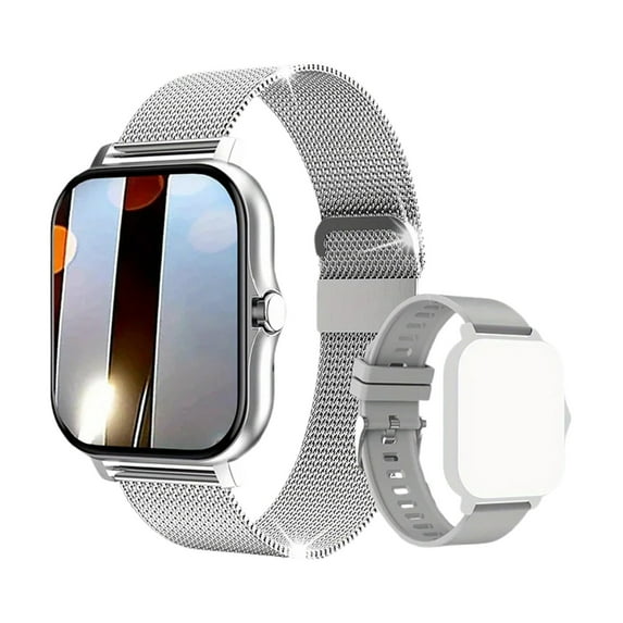 Uutvery Smartwatch 1.44 Inch Full Touch Display Full Screen Control Bluetooth Calling (Answer/Make Call) Intelligent Reminder Waterproof Fitness Tracker Dual Straps Smart Watch for Men Women