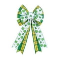 thumbnail image 1 of Uutvery St. Patrick's Day Shamrock Bow Decoration, Green Burlap Ribbon, Festive Gift Packaging Accessory, Durable Natural Material, for Holiday Home Decor Party Favors Gift Wrapping, 1 of 6