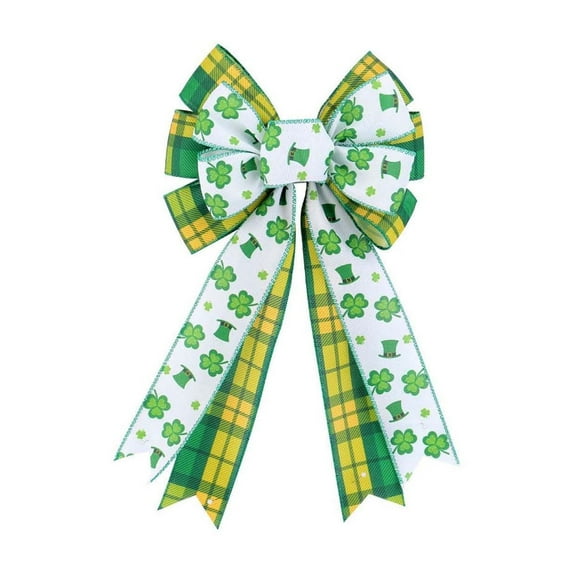 Uutvery St. Patrick's Day Shamrock Bow Decoration, Green Burlap Ribbon, Festive Gift Packaging Accessory, Durable Natural Material, for Holiday Home Decor Party Favors Gift Wrapping