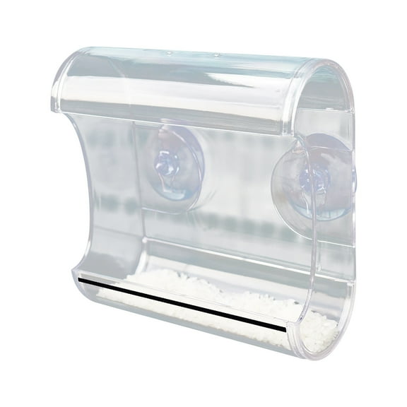Uutvery Transparent Window Bird Feeder,Acrylic Window Bird Feeder with Strong Suction Cups and Seed Tray Outdoor Birdfeeders,Crystal Clear Suction Cup Mounted Tray (5.8x5.8 Inch)