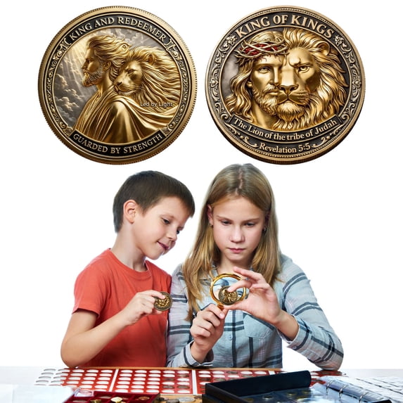 Uutvery The Tribes of Judah Commemorative Coin, Biblical Keepsake Spiritual Gift, Symbol of Faith Strength Devotion, Daily Reminder Reflection Prayer Token