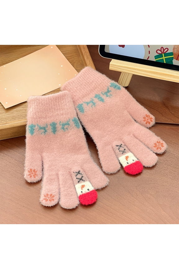 Winter Warm Gloves, Female Christmas Gloves with Five Finger Touch Screen, Split Finger Gloves for Dexterity, Soft Stretchy Gloves for Comfort, 7.68x5.12x0.39 inches